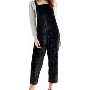 Urban Outfitters Shapeless Crushed Velvet Overalls Dungarees Velour Black M